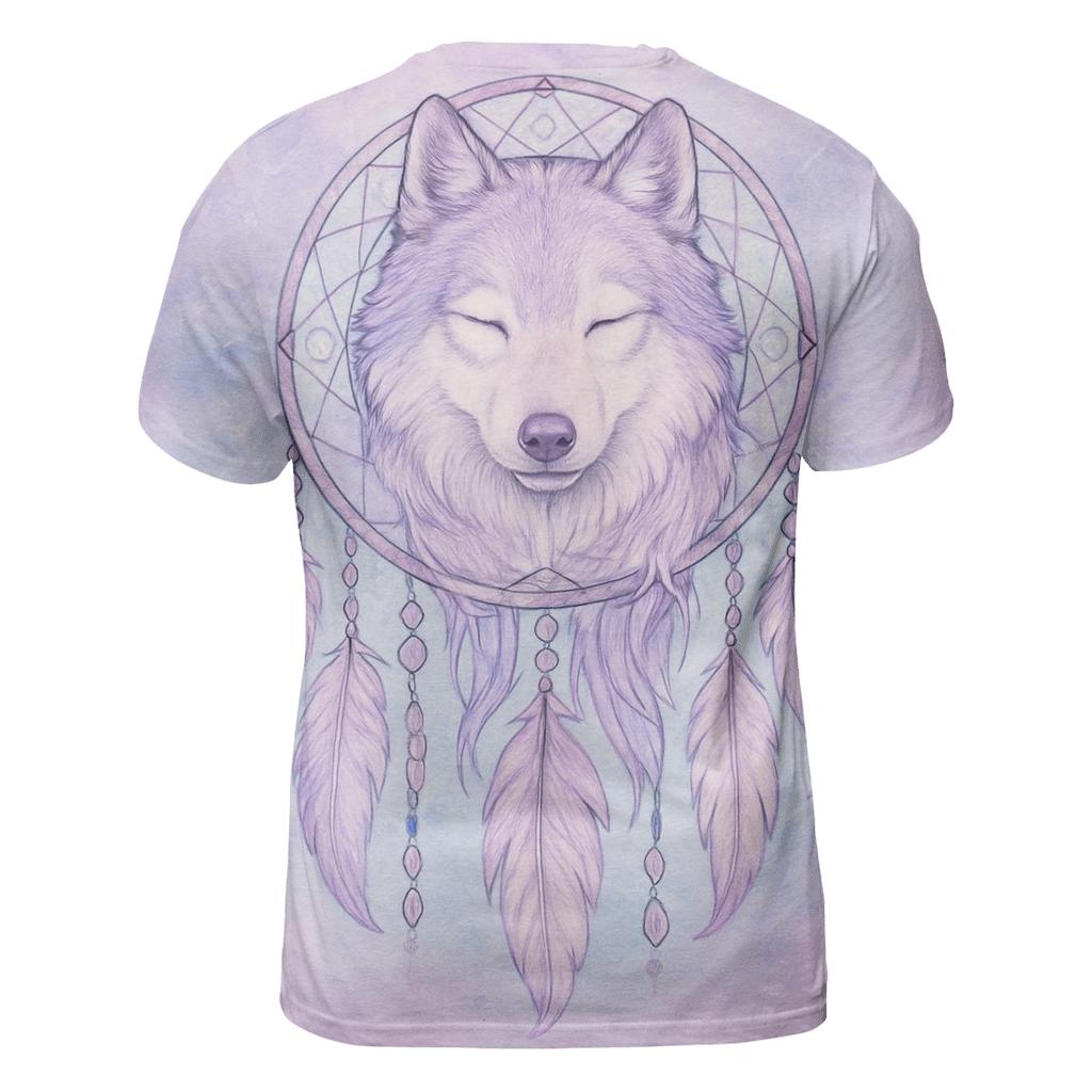 Dreamcatcher Spirit Wolf vibrant all-over design tees