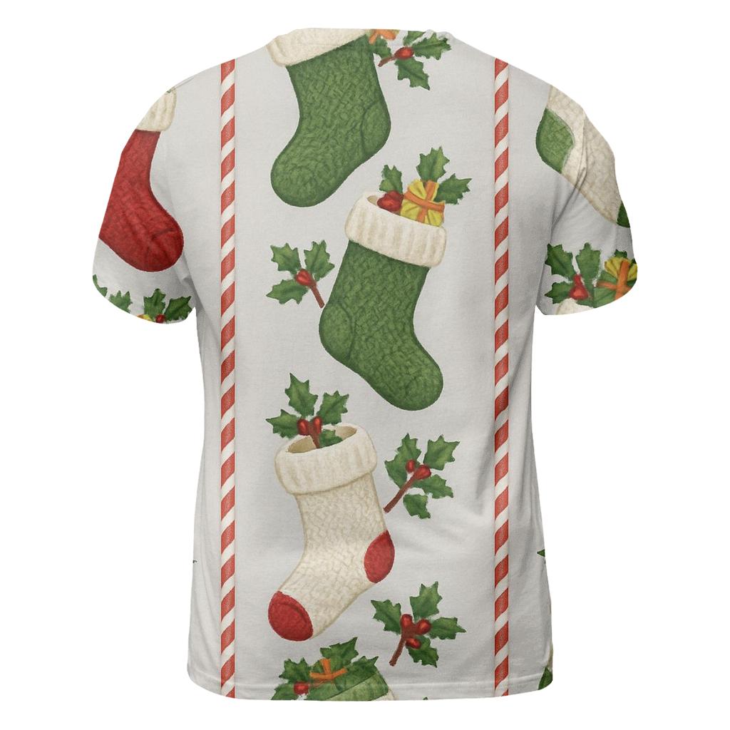 Christmas Stocking Stripe Border creative print fashion shirts