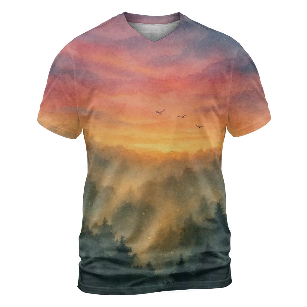 Forest Canopy Ember Sky creative print fashion shirts