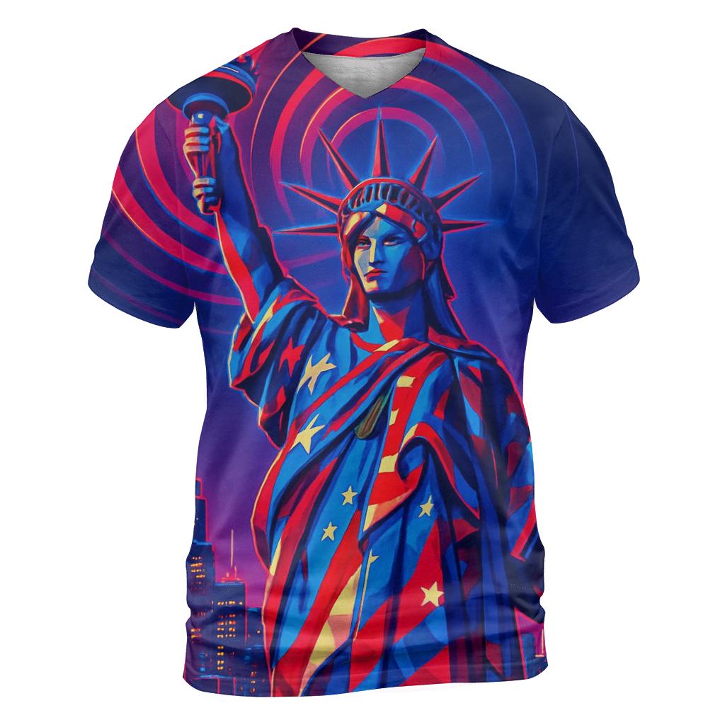 Liberty Skyline Pulse vibrant all-over design tees