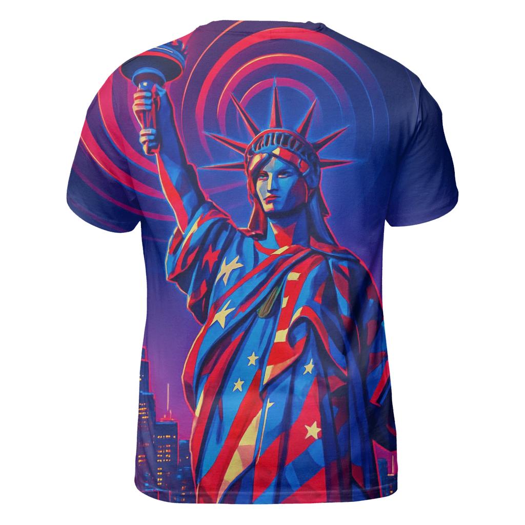 Liberty Skyline Pulse vibrant all-over design tees