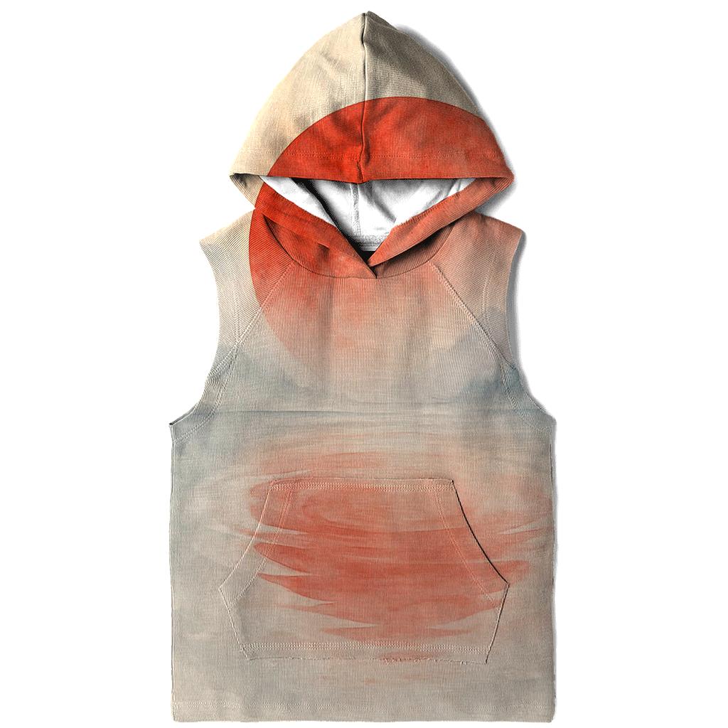 Japanese Flag Misty Mountain Watercolor printed hoodies
