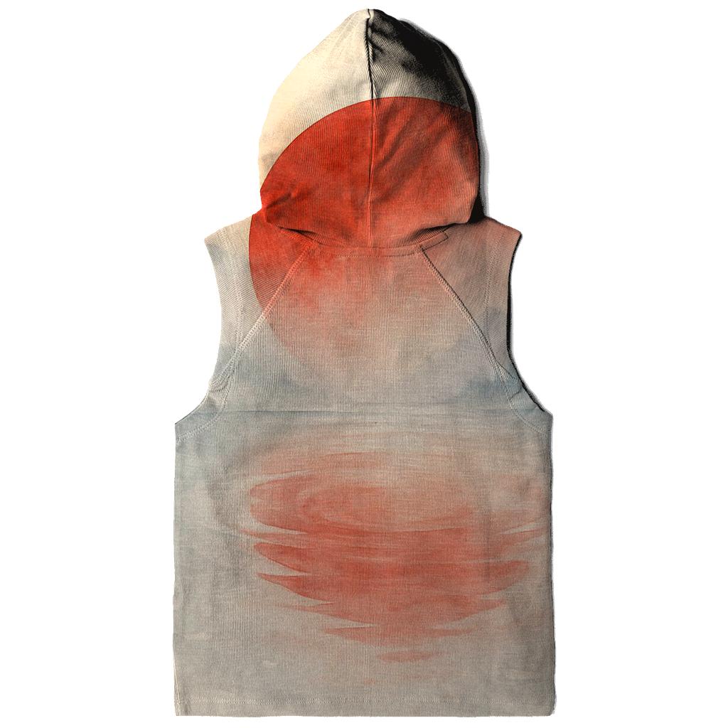 Japanese Flag Misty Mountain Watercolor printed hoodies