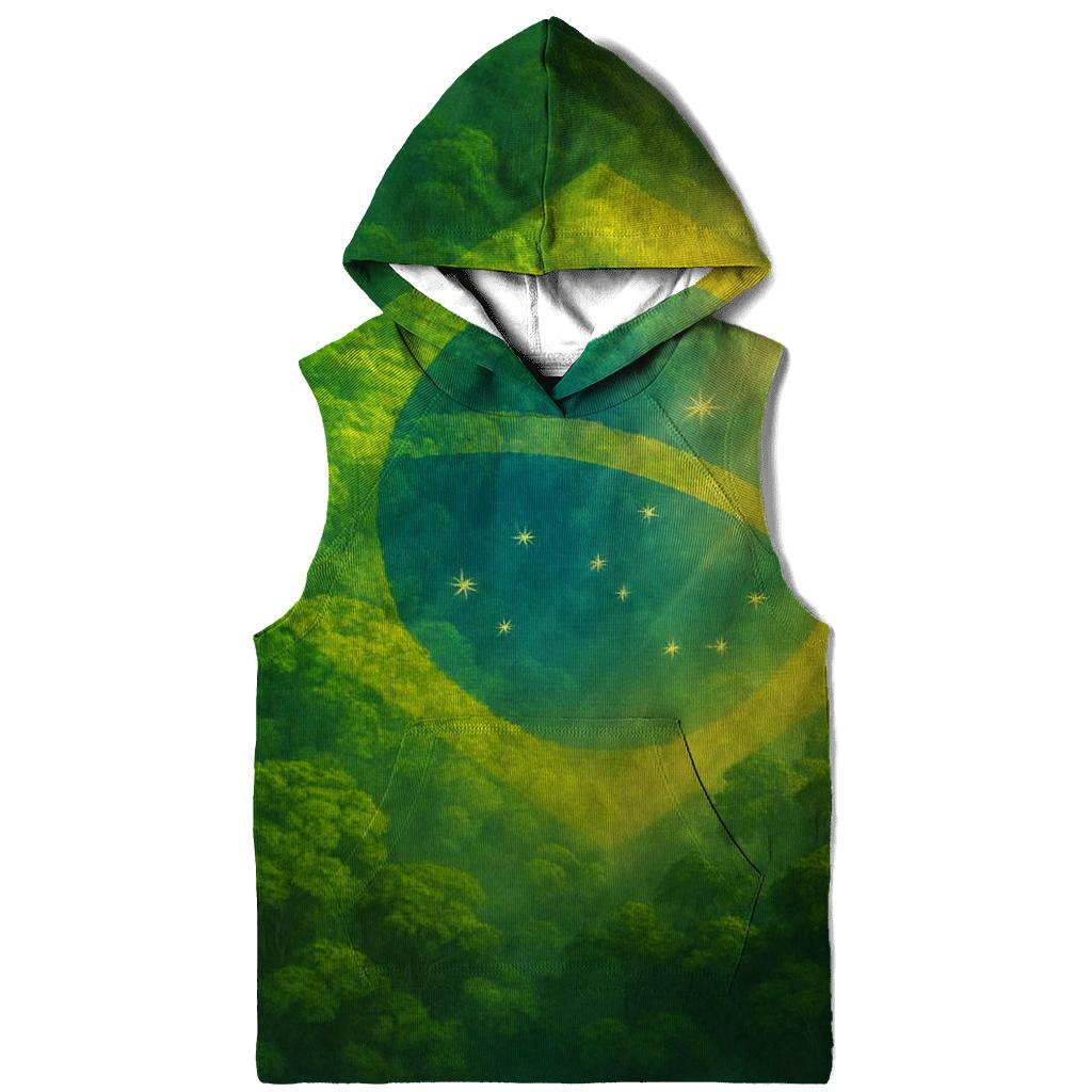 Brazilian Flag Forest Canopy Double Exposure printed hoodies