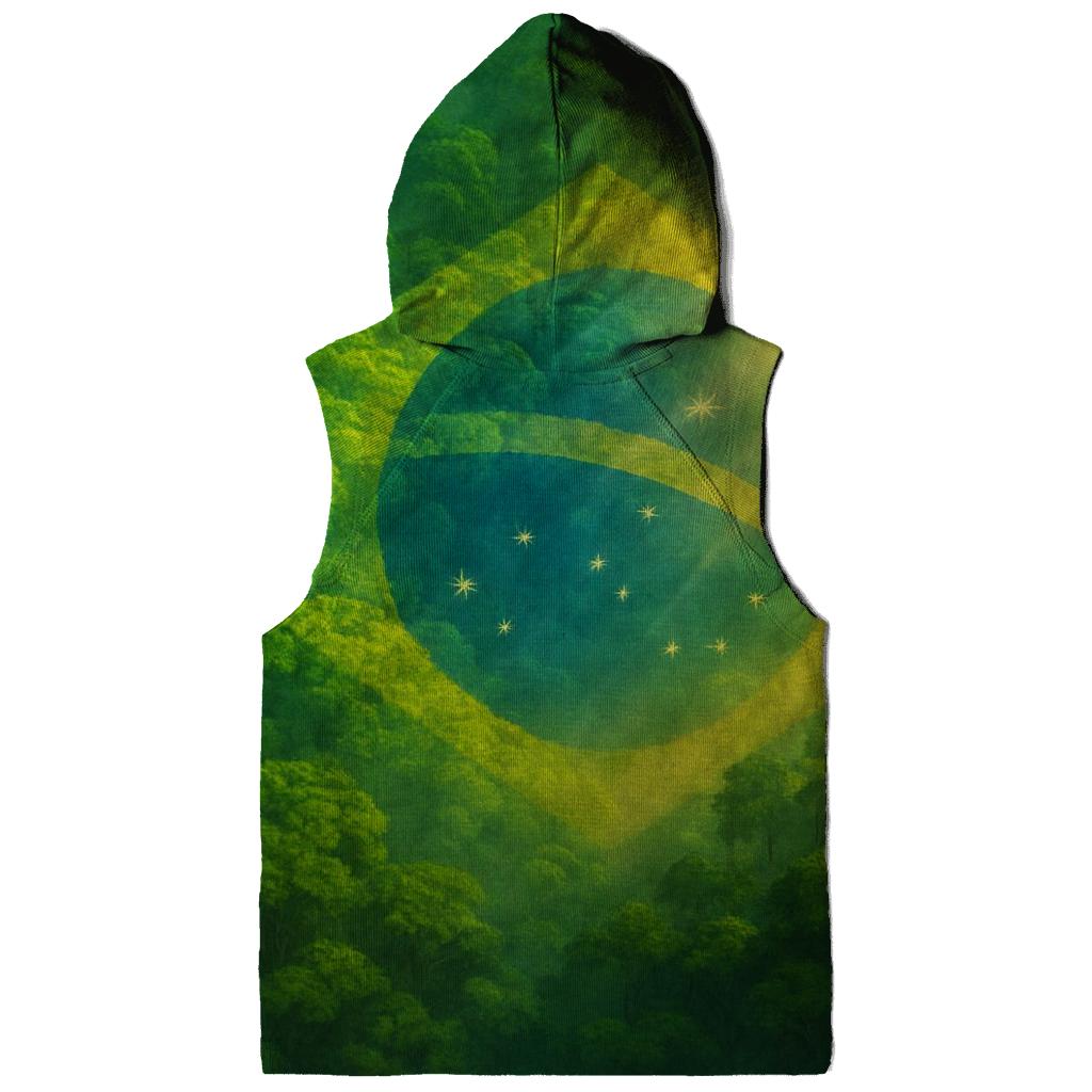 Brazilian Flag Forest Canopy Double Exposure printed hoodies