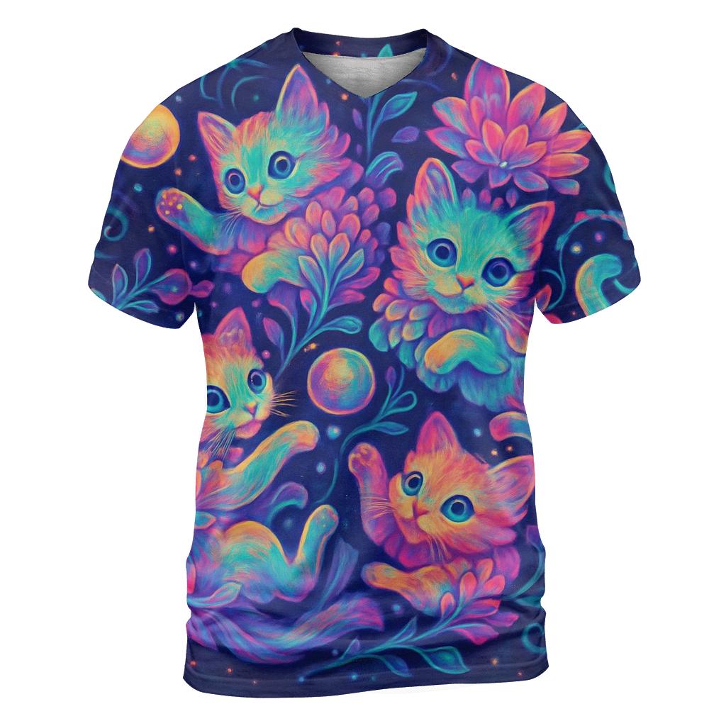 Psychedelic Stargarden Kitten Cluster unique graphic print tees