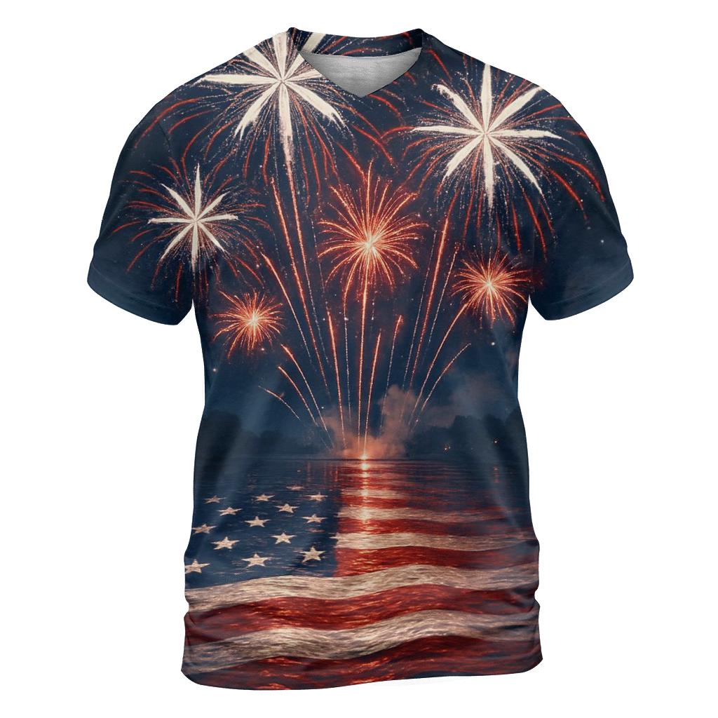 Fireworks River Reflections artistic all-over print tops