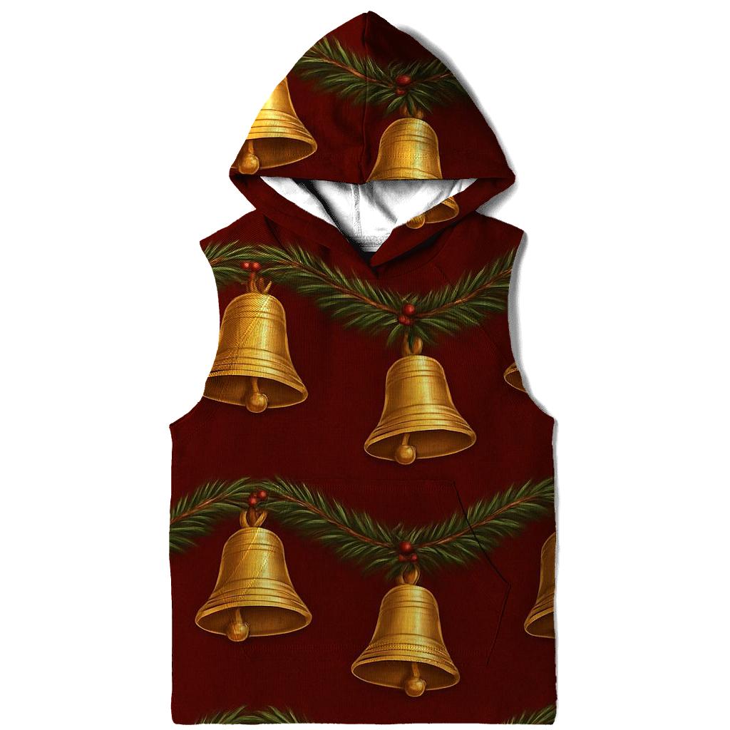 Golden Bell Garland Wave On Deep Red graphic hoodies