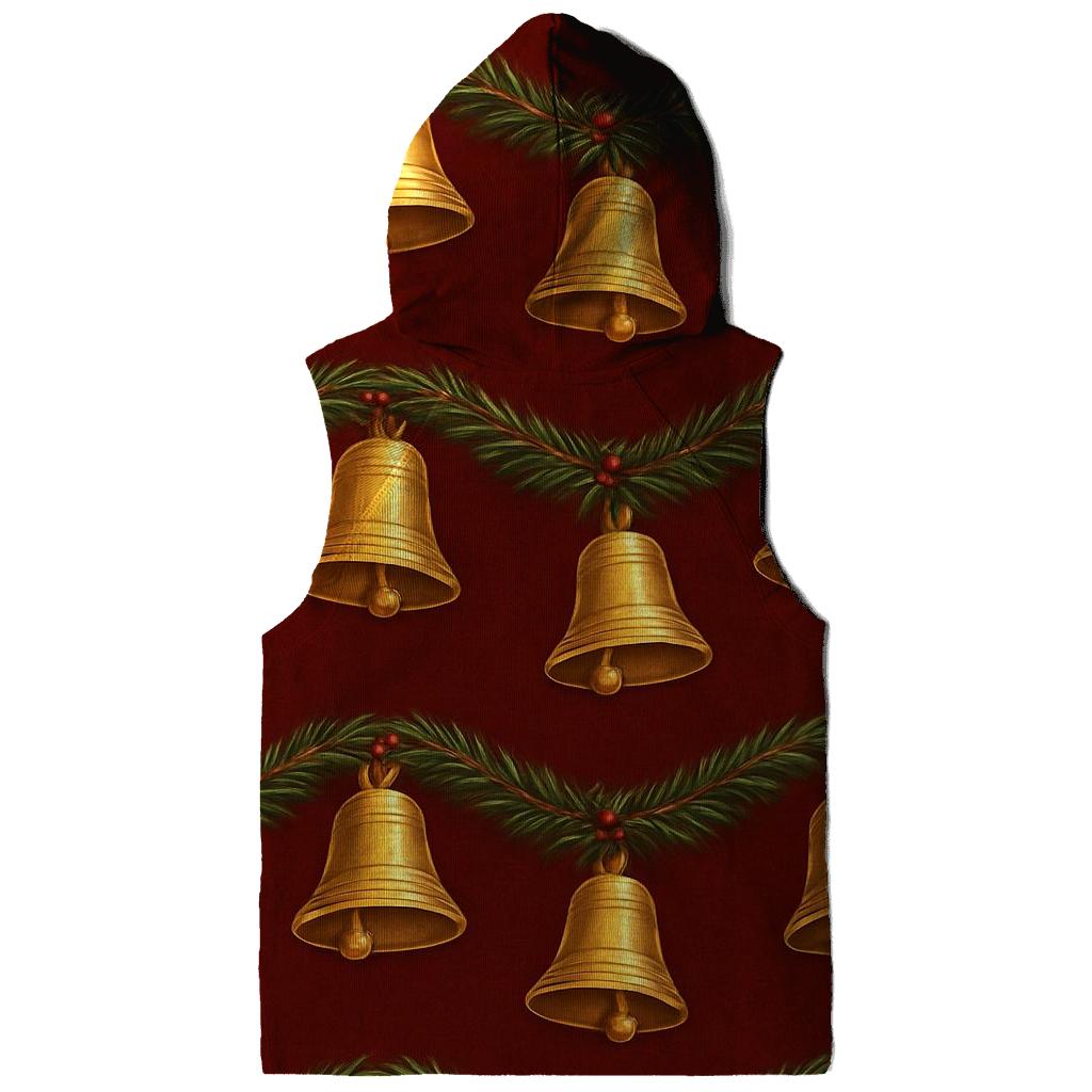 Golden Bell Garland Wave On Deep Red graphic hoodies