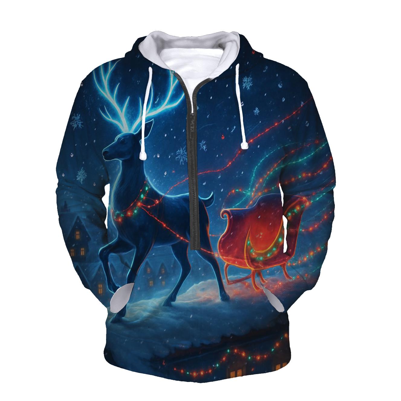 Midnight Reindeer Light Parade printed hoodies