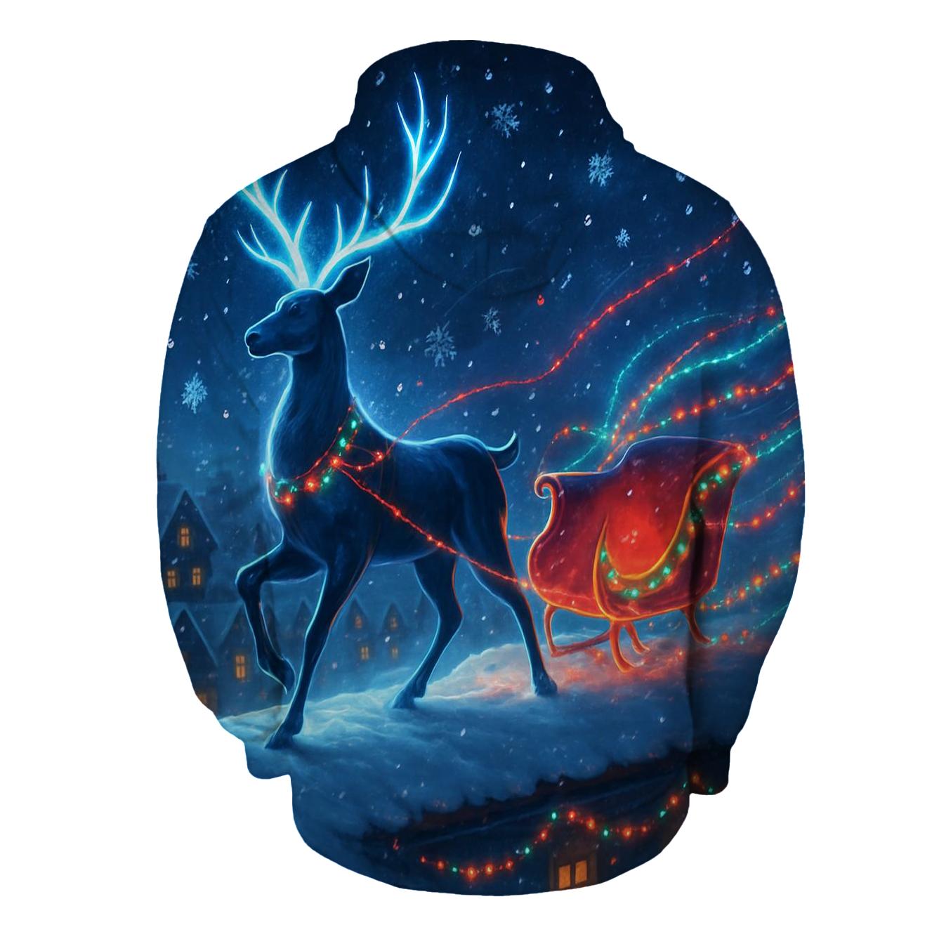 Midnight Reindeer Light Parade printed hoodies