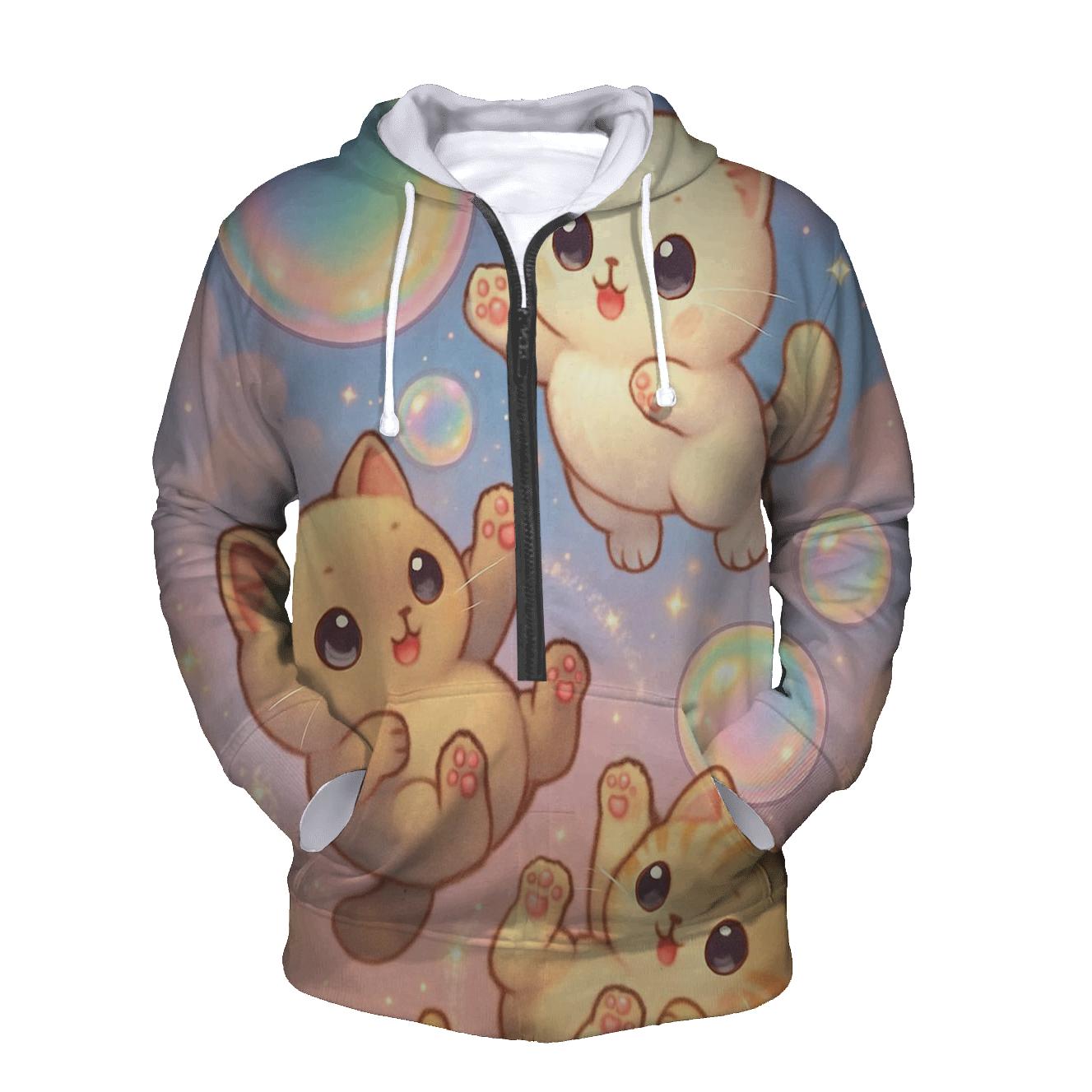 Rainbow Bubble Sky Kittens lightweight hoodies