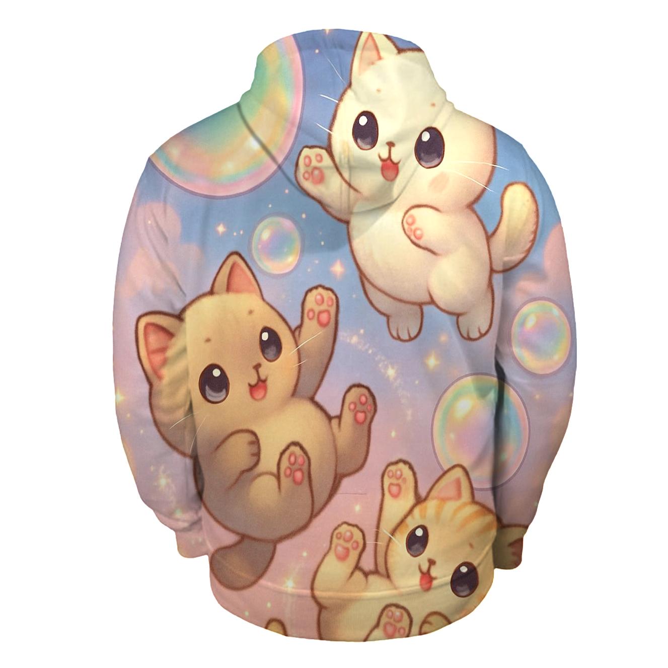 Rainbow Bubble Sky Kittens lightweight hoodies