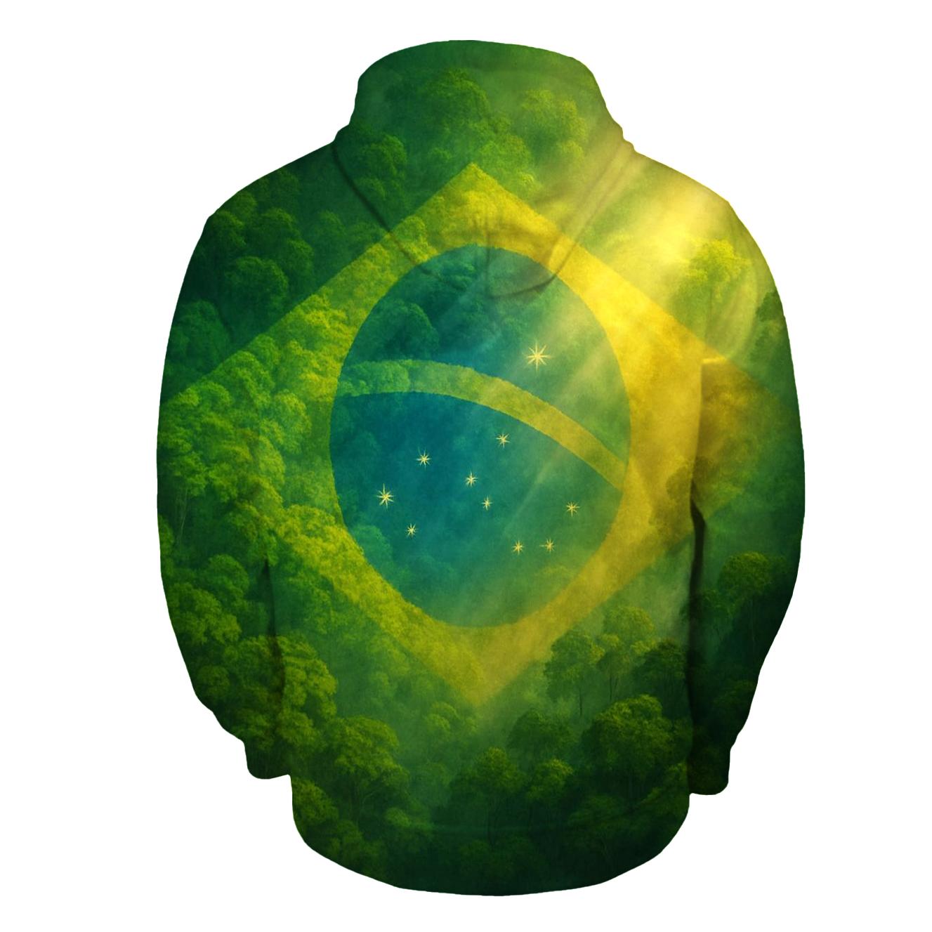 Brazilian Flag Forest Canopy Double Exposure zip-up hoodies