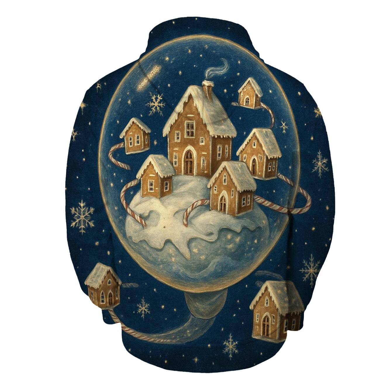 Gingerbread Galaxy Snowglobe printed hoodies