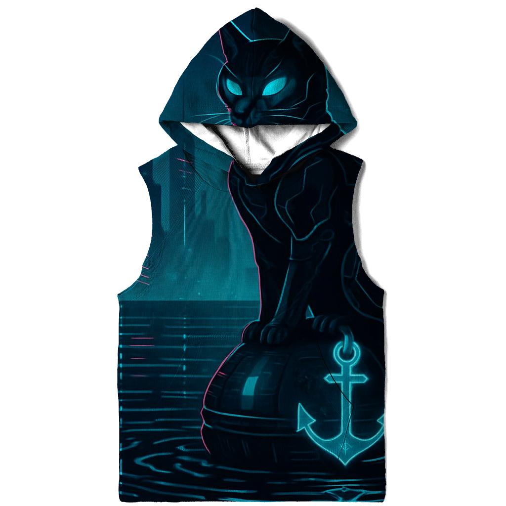 Cyber Harbor Sentinel Cat lightweight hoodies