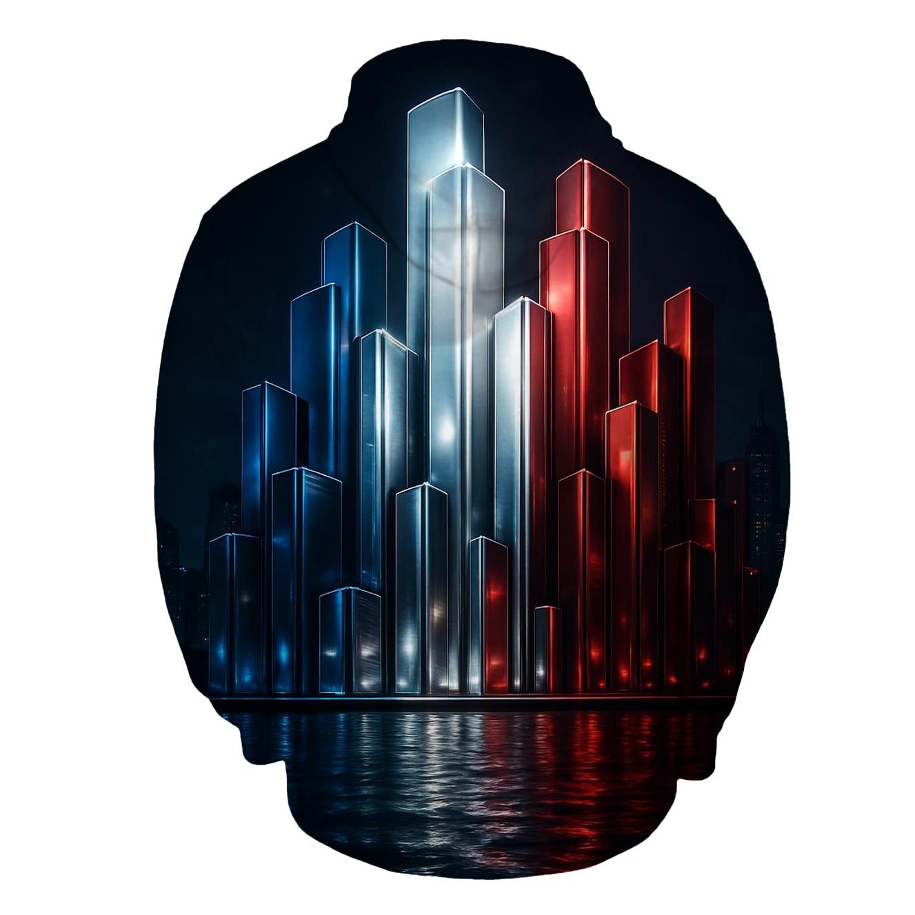 French Flag City Skyline Metallic Night zip-up hoodies