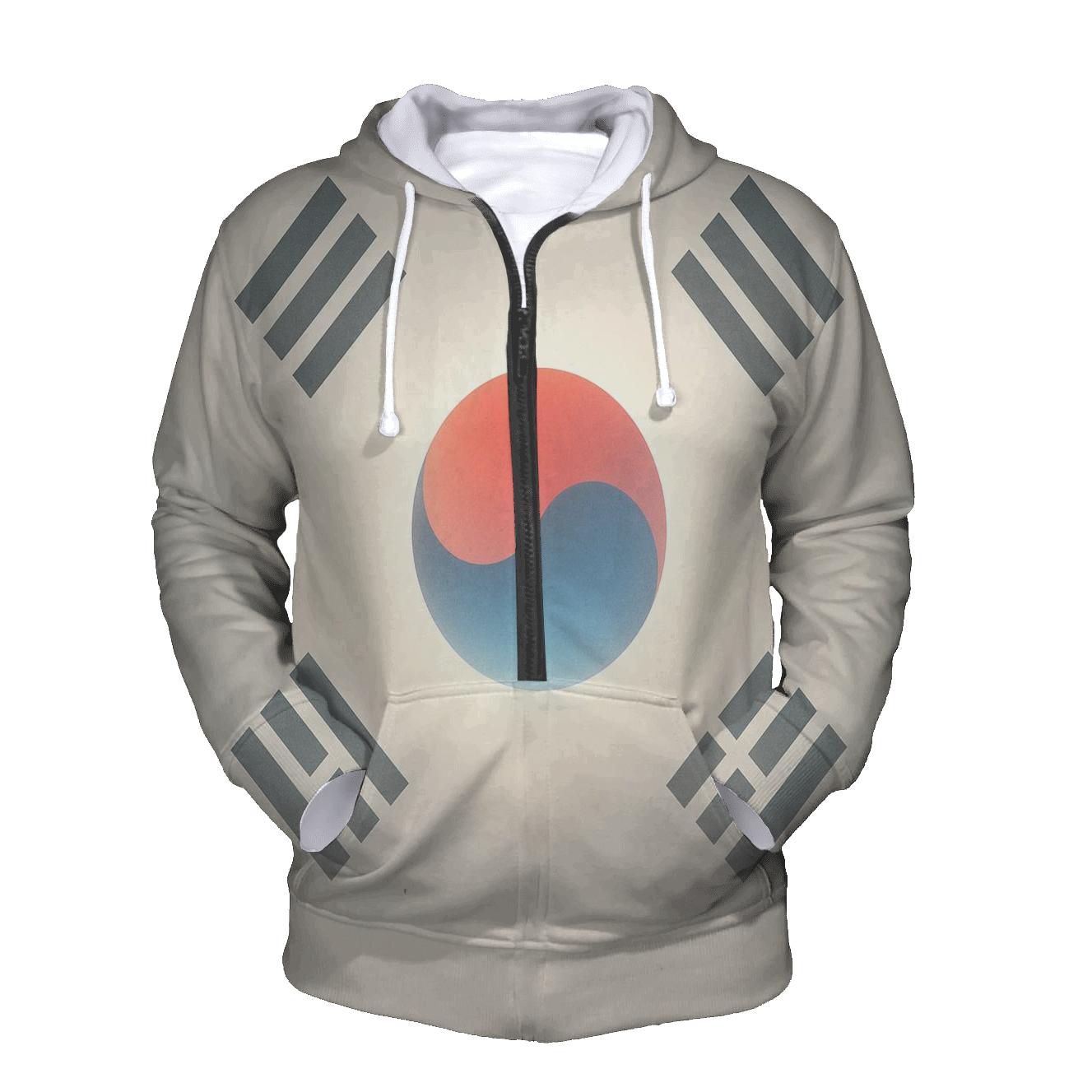 South Korean Flag Sky Portal Abstract zip-up hoodies