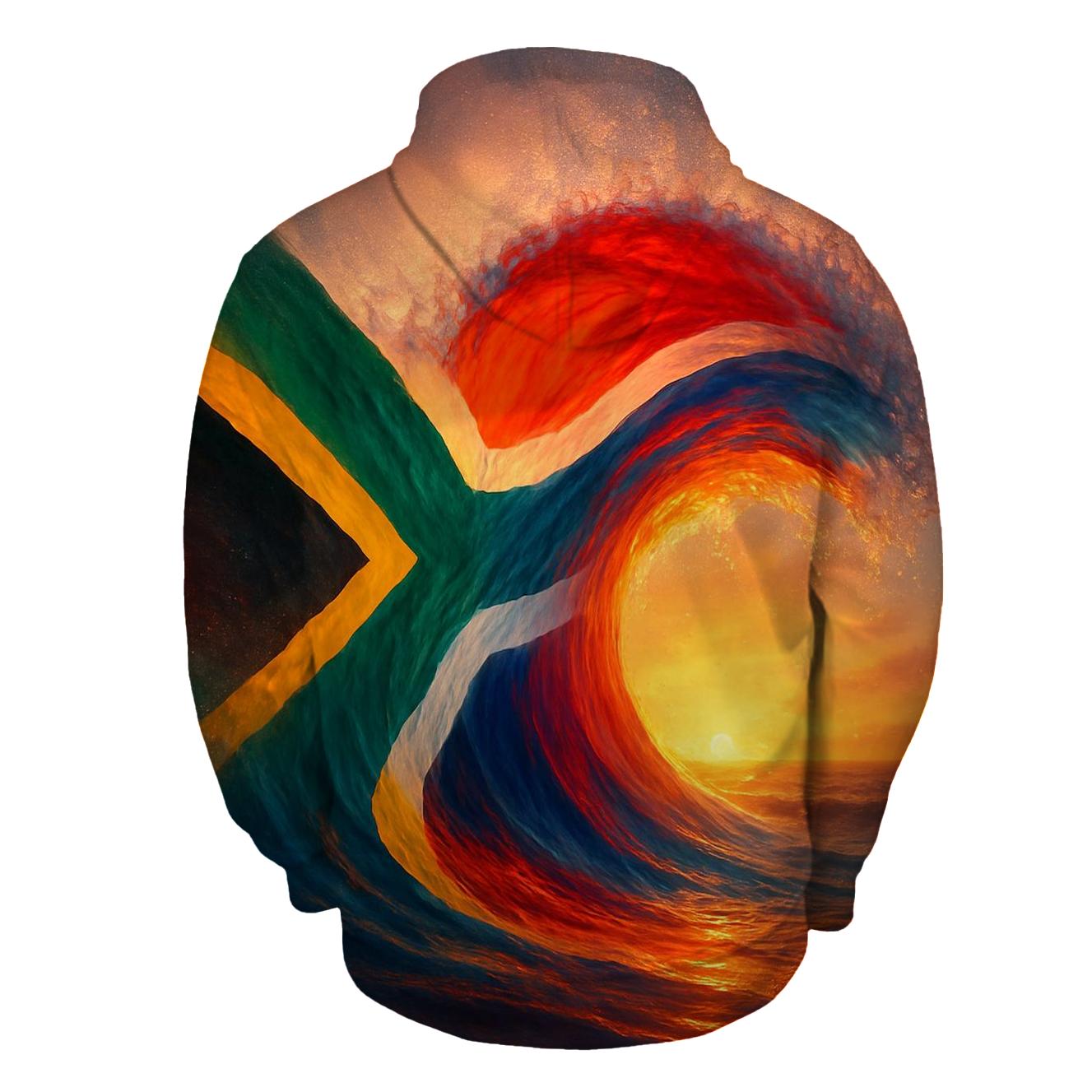 South African Flag Ocean Wave Fusion graphic hoodies