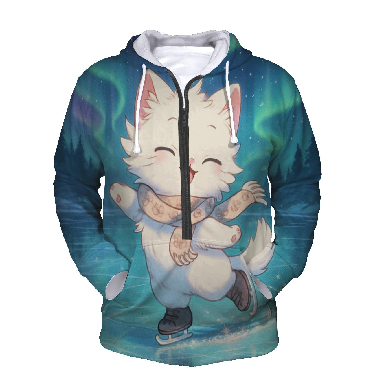 Aurora Ice Skating Cat hoodie trends