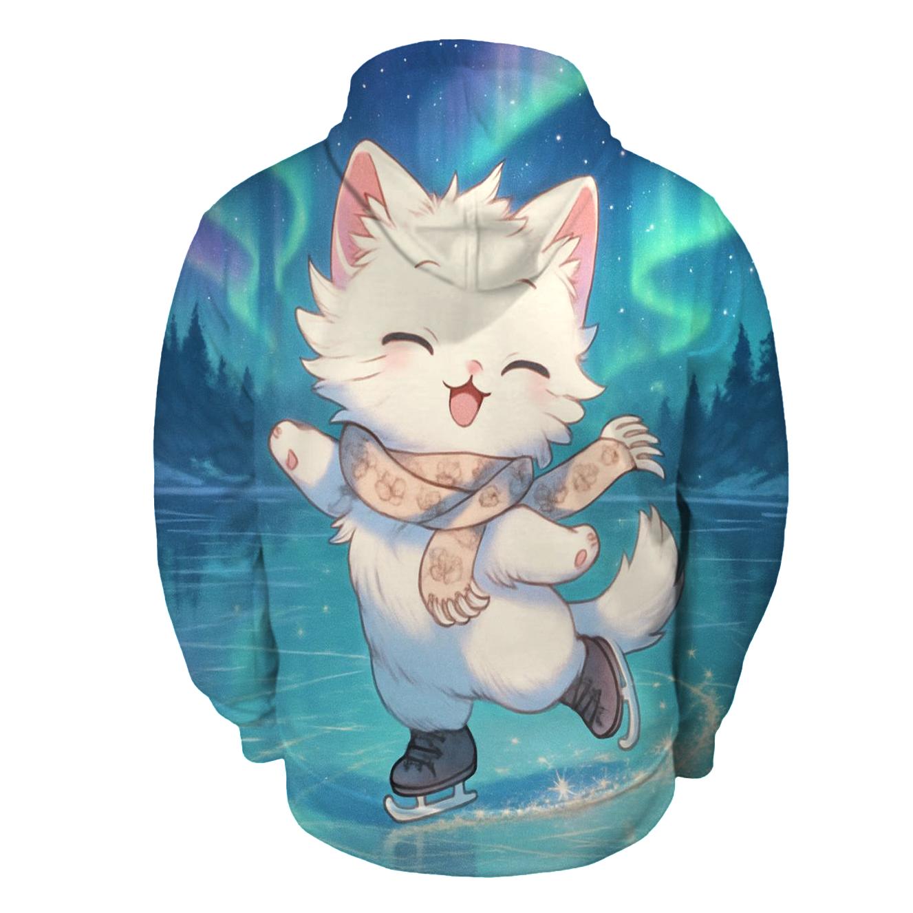 Aurora Ice Skating Cat hoodie trends