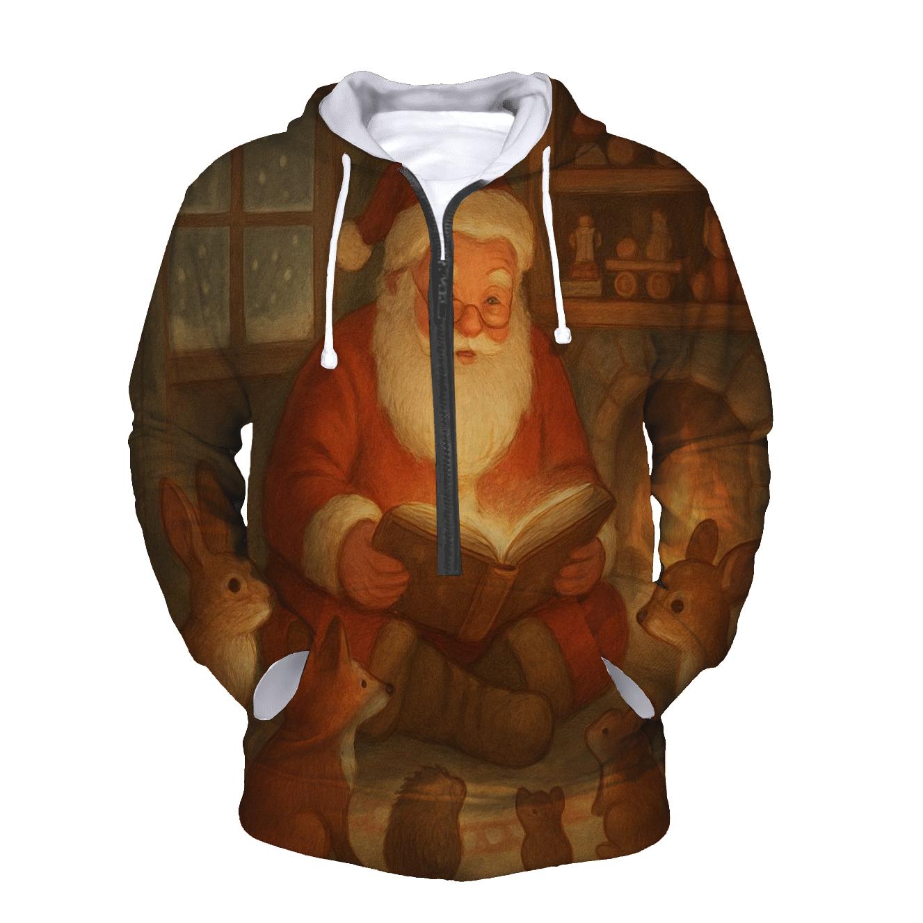 Cozy Fireplace Santa Storytime hoodie designs