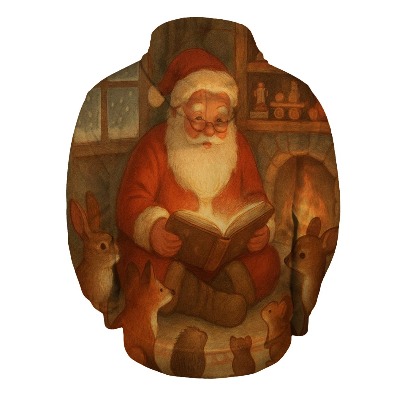 Cozy Fireplace Santa Storytime hoodie designs