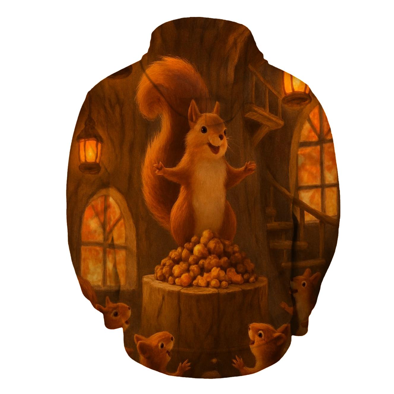 Squirrels Autumn Feast Treehouse graphic hoodies