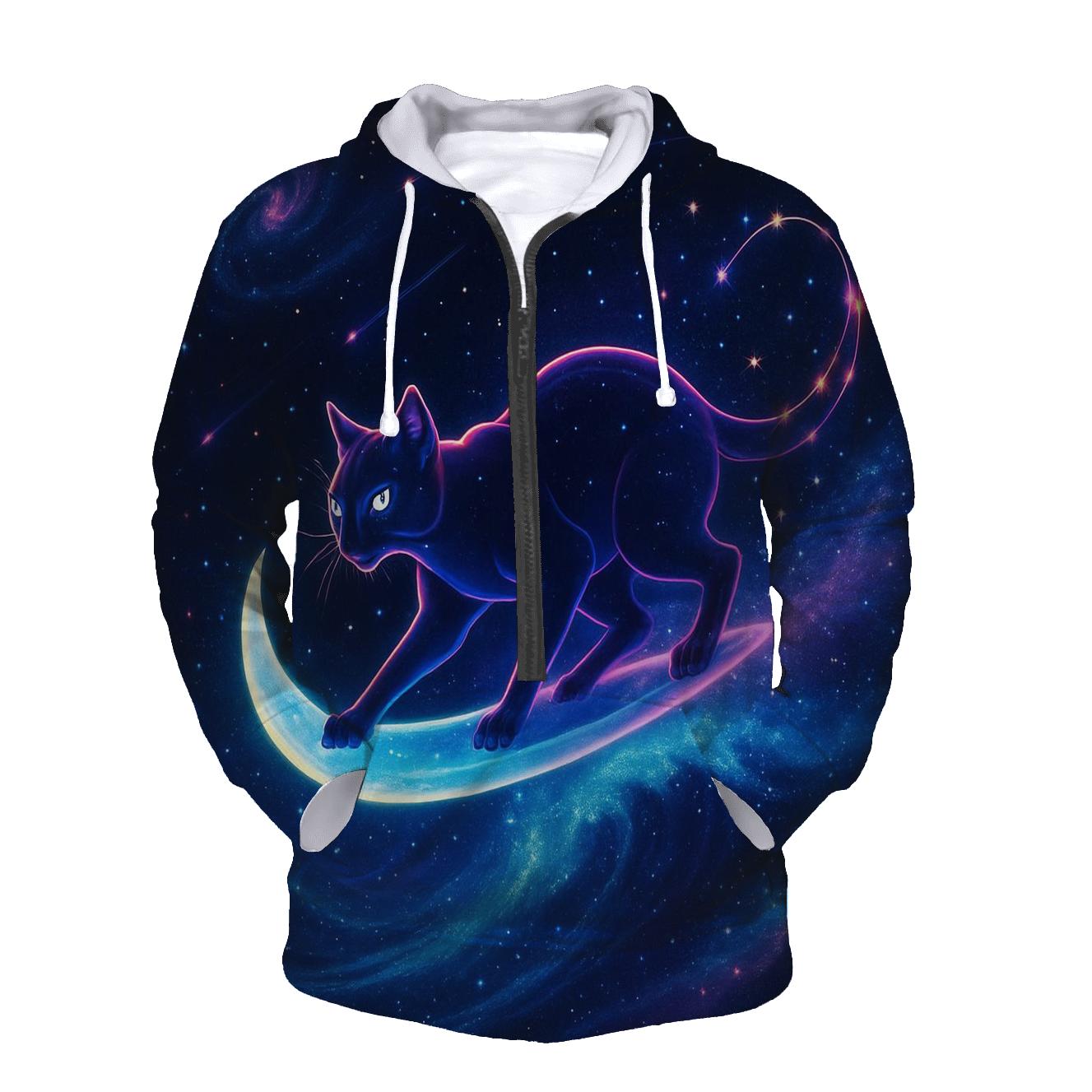 Celestial Tide Surfer Cat hoodie designs