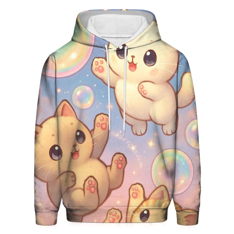 Rainbow Bubble Sky Kittens printed hoodies