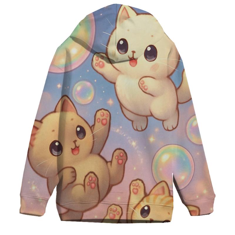 Rainbow Bubble Sky Kittens printed hoodies