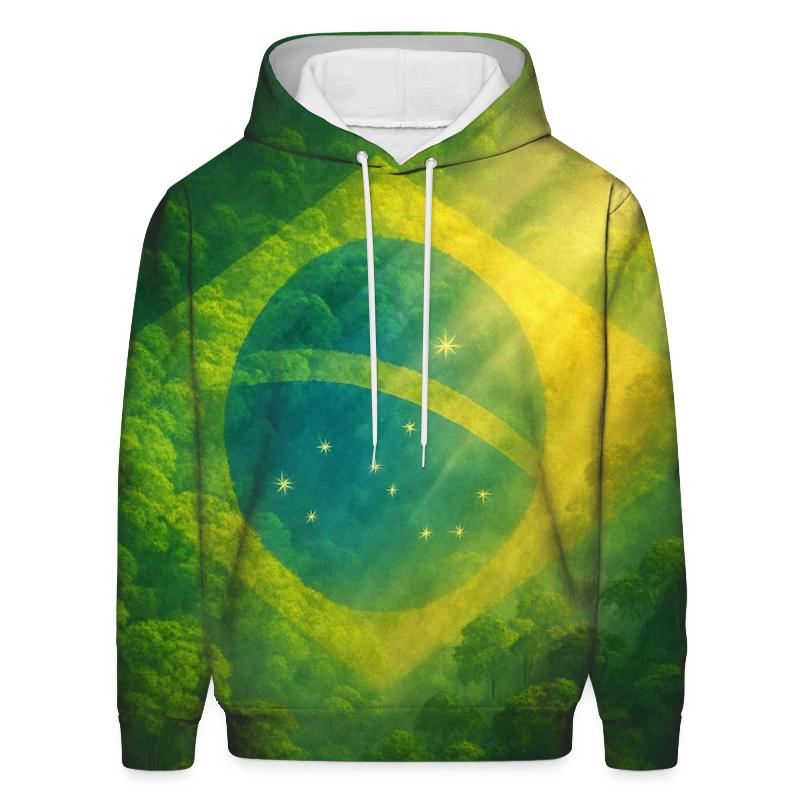 Brazilian Flag Forest Canopy Double Exposure hoodie trends