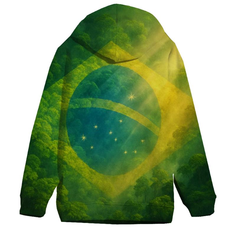 Brazilian Flag Forest Canopy Double Exposure hoodie trends