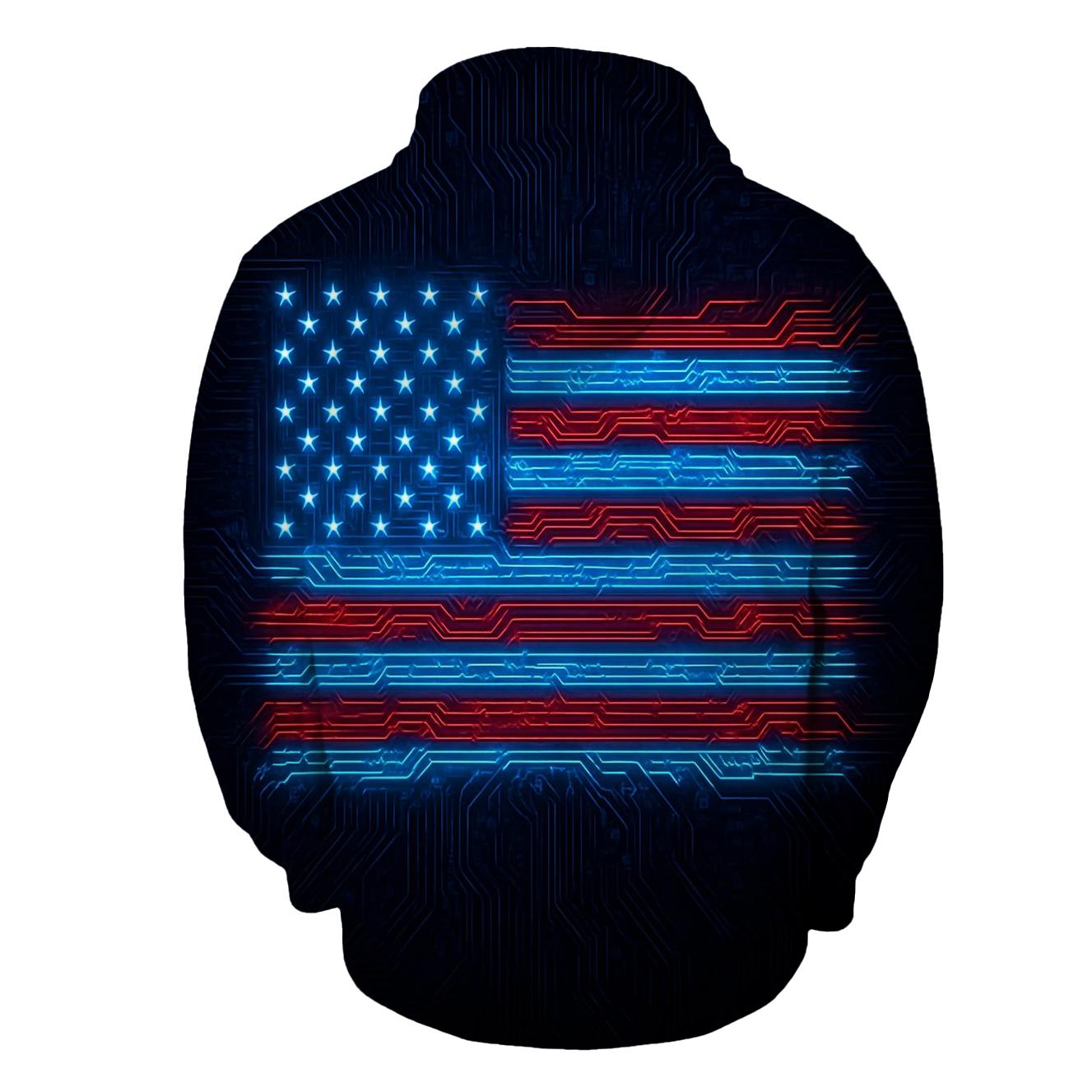Neon Circuit Patriot Grid pullover hoodies