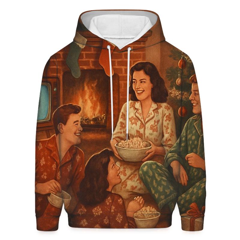 Retro Fireplace Movie Marathon premium hoodies