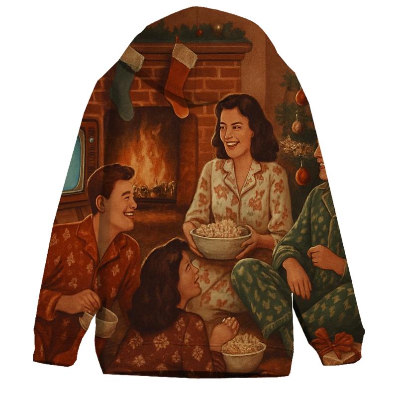Retro Fireplace Movie Marathon premium hoodies