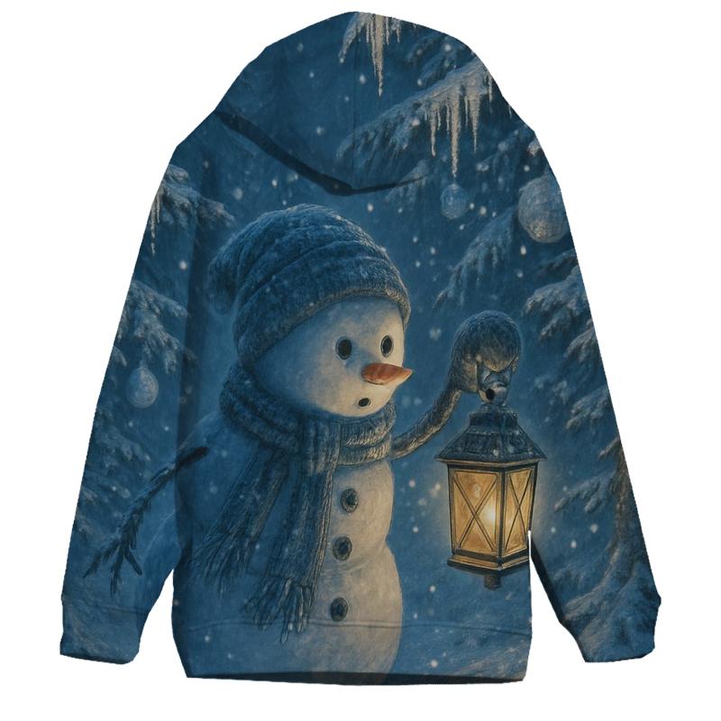 Snowman Lantern Forest Walk custom hoodies