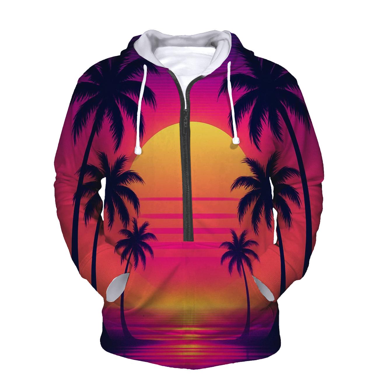 Palm Crescent Radiance zip-up hoodies