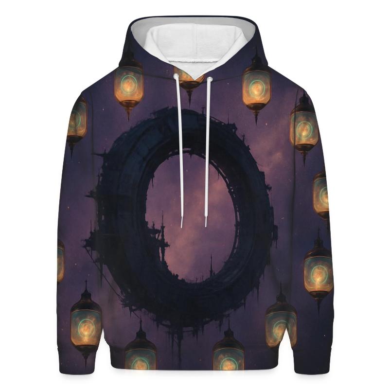 Orbiting Lanterns Of The Lost Station embroidered hoodies