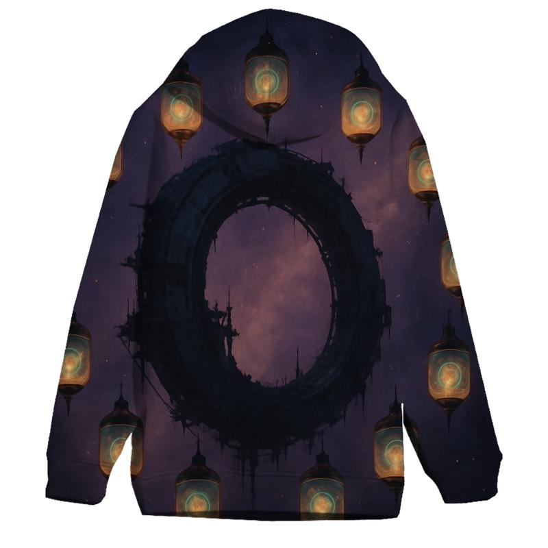 Orbiting Lanterns Of The Lost Station embroidered hoodies