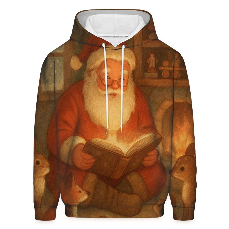Cozy Fireplace Santa Storytime designer hoodies