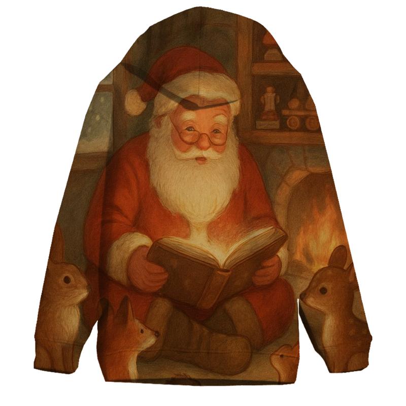 Cozy Fireplace Santa Storytime designer hoodies