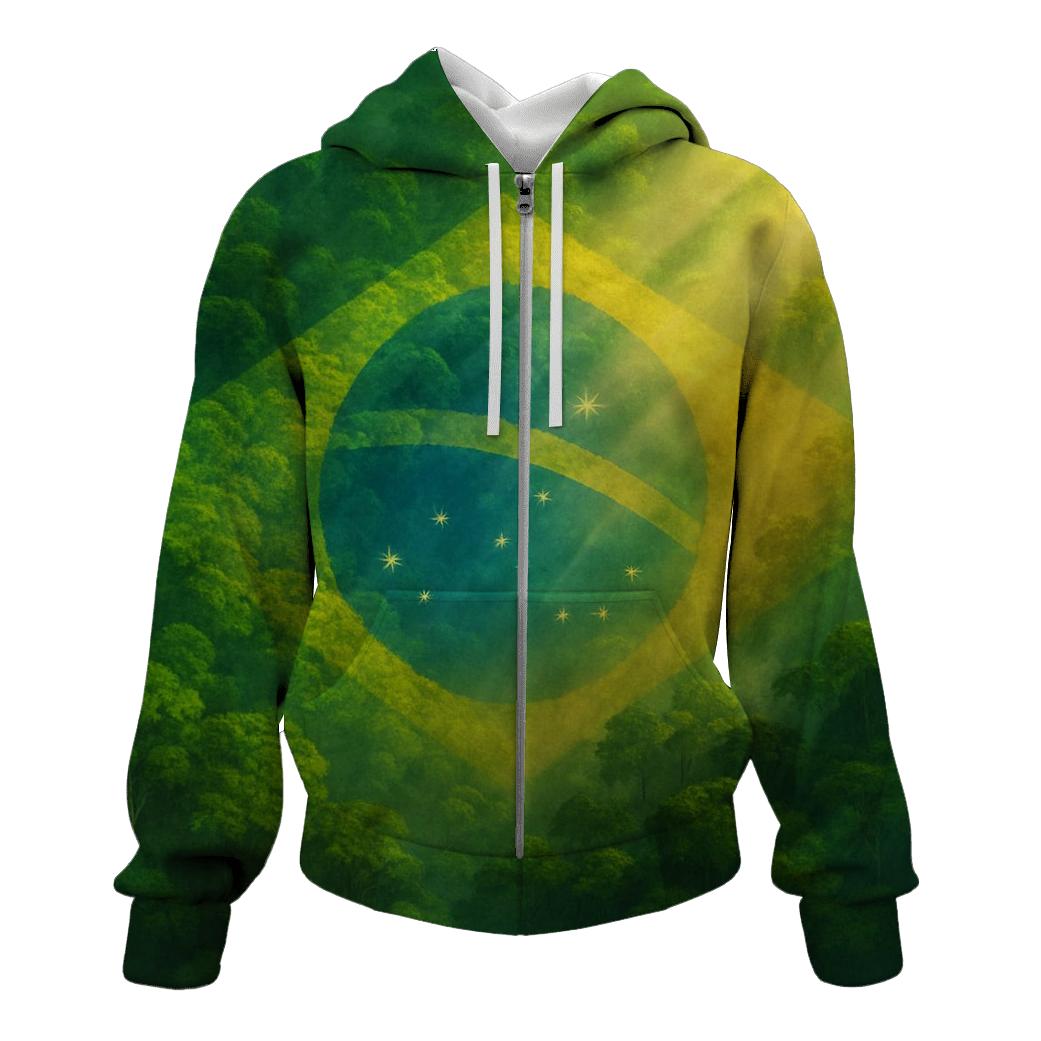 Brazilian Flag Forest Canopy Double Exposure hoodie styles