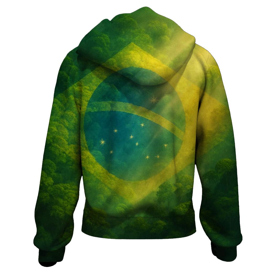 Brazilian Flag Forest Canopy Double Exposure hoodie styles