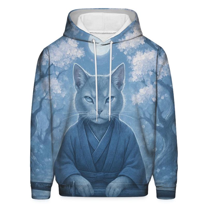 Moonlit Samurai Orchard Cat hoodies fashion