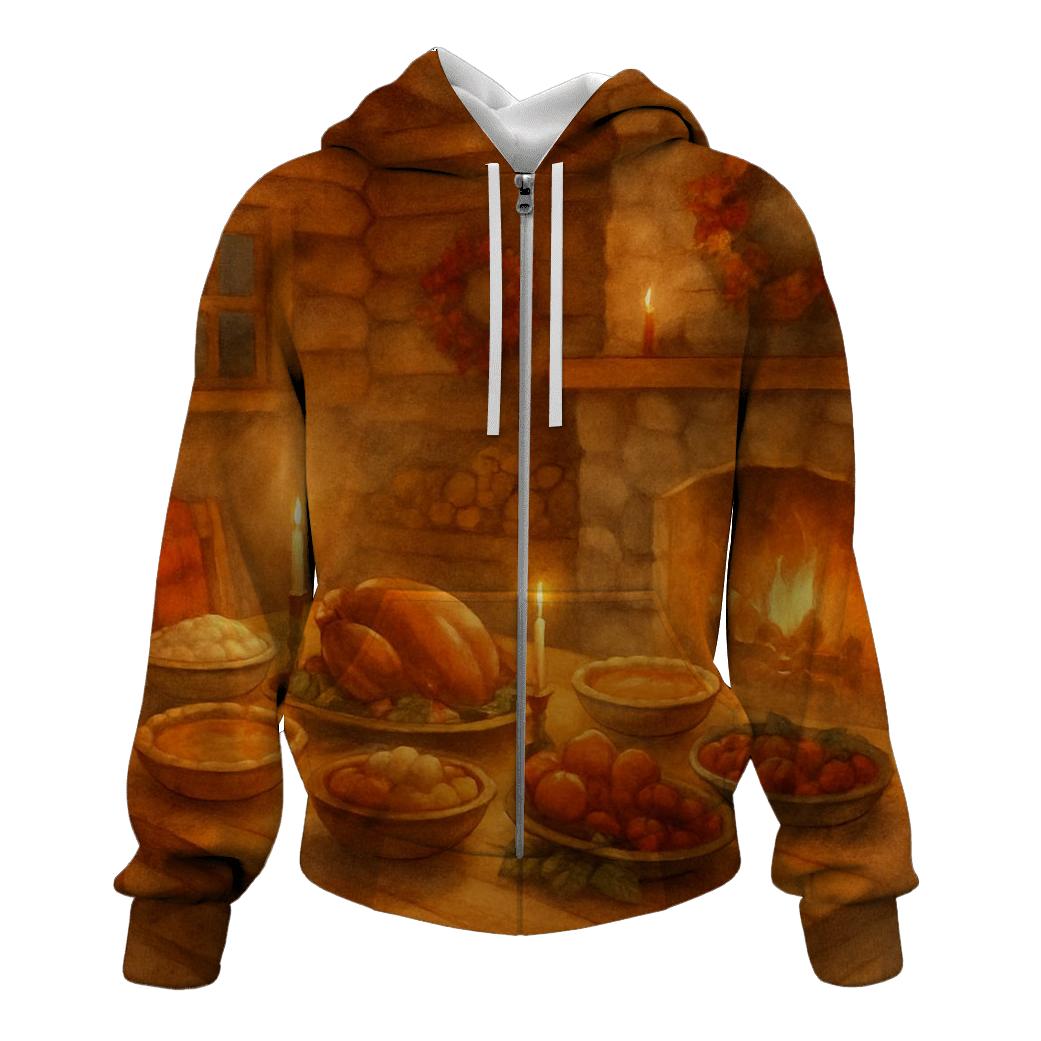 Cabin Hearth Thanksgiving Dream embroidered hoodies