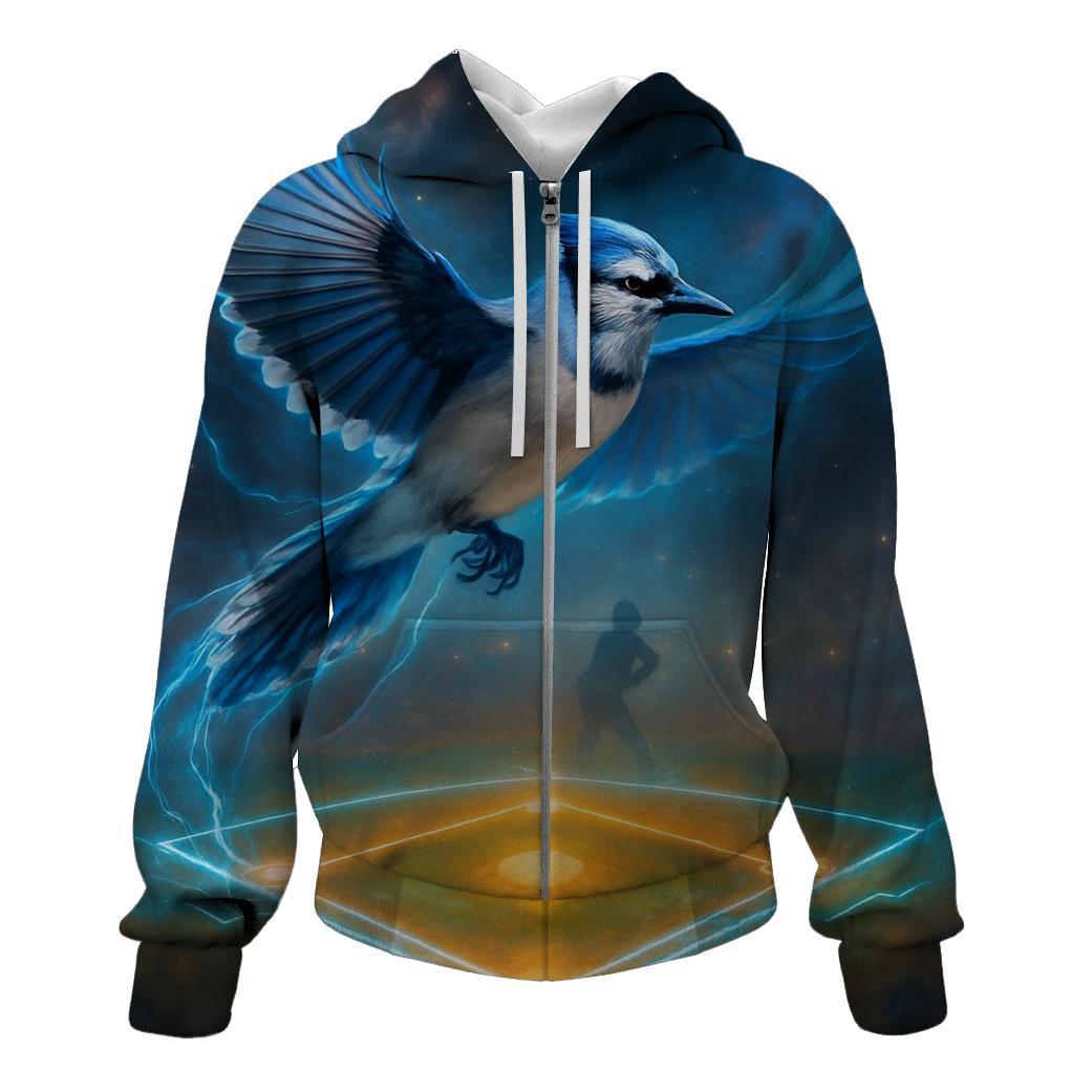 Nebula Diamond With Blue Jays Flight zip-up hoodies
