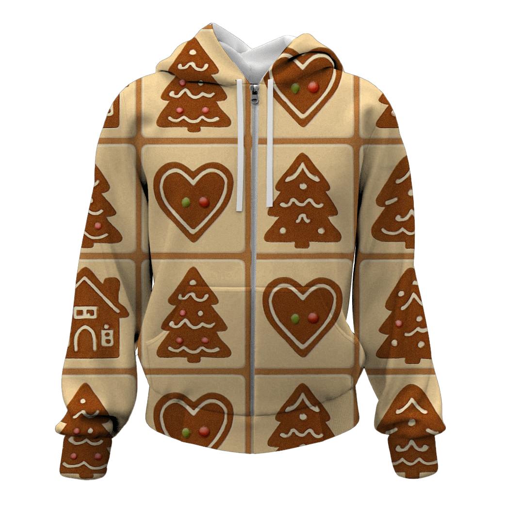 Gingerbread Village Tile Grid designer hoodies