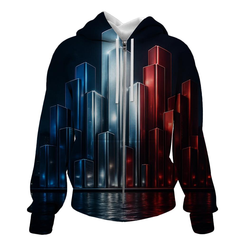 French Flag City Skyline Metallic Night pullover hoodies
