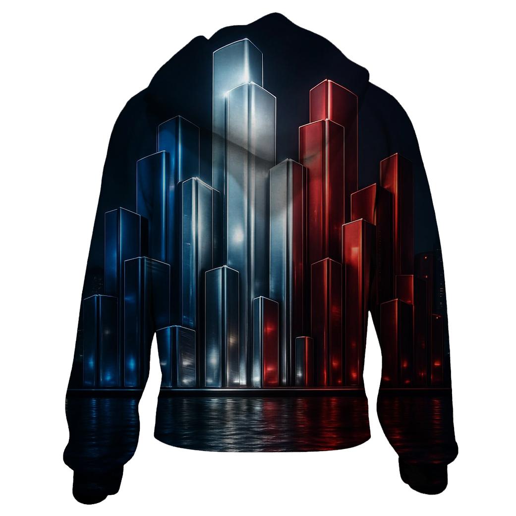 French Flag City Skyline Metallic Night pullover hoodies